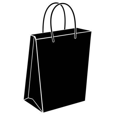 Beyaz arka planda siyah alışveriş çantası