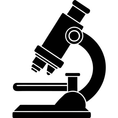 Mikroskop ikonu. Beyaz arkaplanda izole edilmiş web tasarımı için bilimsel bir mikroskop vektör simgesinin basit bir çizimi
