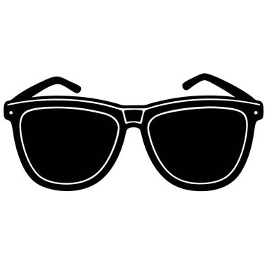 Beyaz arkaplanda siyah güneş gözlüğü.