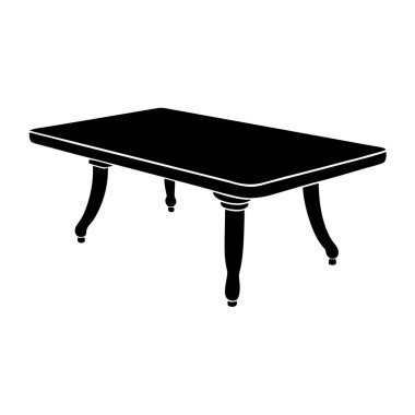 Masa simgesi, siyah stili. düz vektör illüstrasyonu