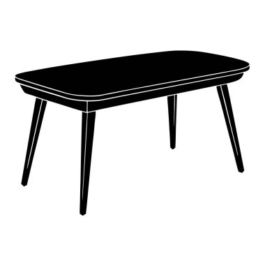 Siyah mobilyalı siyah masa beyaz arkaplanda izole.