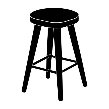 Tabure vektör simgesi. Siyah tabure vektör simgesi beyaz arkaplan tablosunda izole edildi.