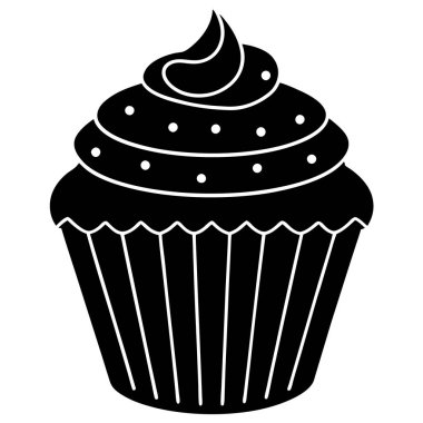 Lezzetli kek ikonu. Web tasarımı için cupcake vektör simgesinin basit çizimi
