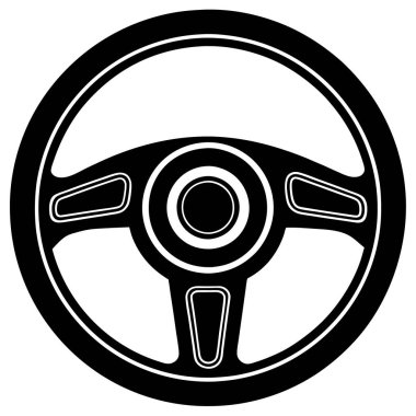 Beyaz arka planda izole edilmiş siyah renkli araba tekerleği simgesi. otomatik sembol vektör illüstrasyonu