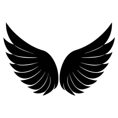 Beyaz arkaplanda siyah kanat simgesi, vektör illüstrasyonu