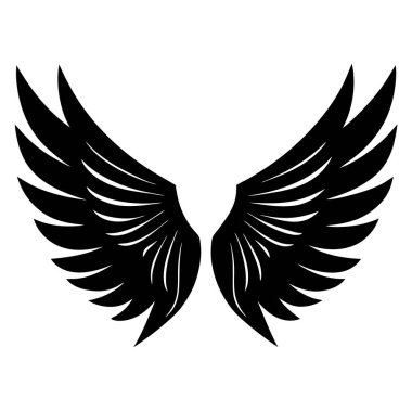 Beyaz arkaplanda siyah kanat simgesi, vektör illüstrasyonu