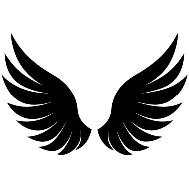 Beyaz arkaplanda siyah kanat simgesi, vektör illüstrasyonu