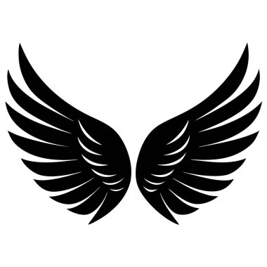 Beyaz arkaplanda siyah kanat simgesi, vektör illüstrasyonu