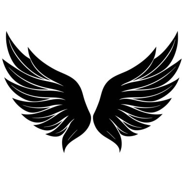 Beyaz arkaplanda siyah kanat simgesi, vektör illüstrasyonu