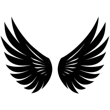 Beyaz arkaplanda siyah kanat simgesi, vektör illüstrasyonu