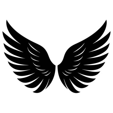 Beyaz arkaplanda siyah kanat simgesi, vektör illüstrasyonu