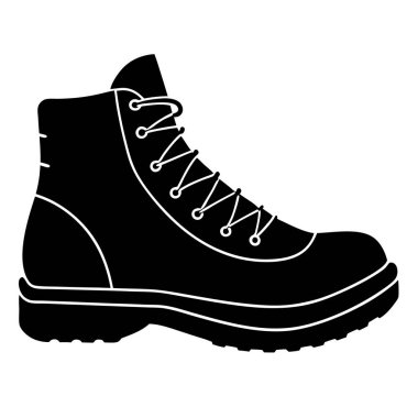 Siyah deri çizme silueti. Beyaz üzerine izole edilmiş vektör illüstrasyonu.