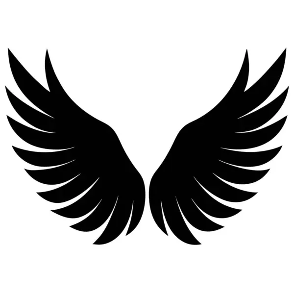 Beyaz arkaplanda siyah kanat simgesi, vektör illüstrasyonu