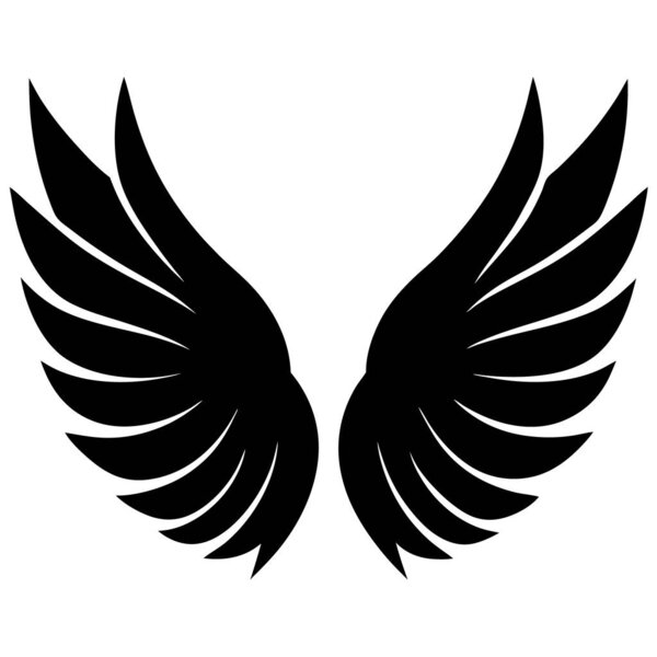 black wing icon on white background, vector illustration