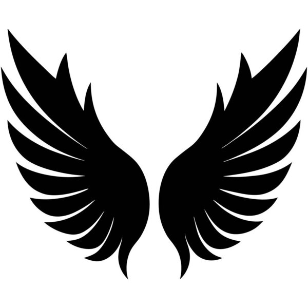 Wing icon art, simple black style