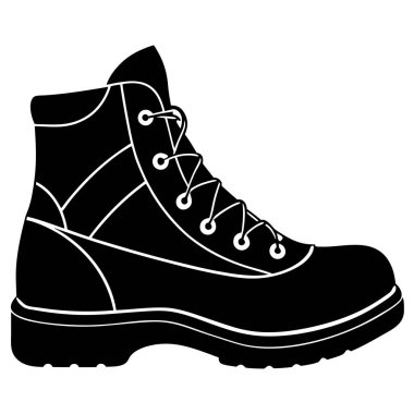 Beyaz arkaplanda siyah çizmelerin vektör çizimi