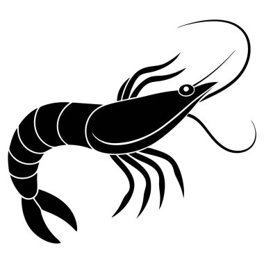 Karides ikonu. Beyaz arkaplanda izole edilmiş web tasarımı için karides vektör simgesinin siyah çizimi.