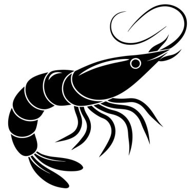 bir karidesin siyah silueti.