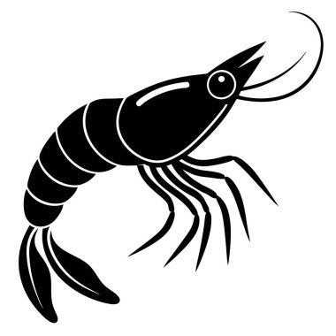 Karides ikonu. Beyaz arka planda izole edilmiş deniz ürünleri simgesi. Deniz ürünleri. deniz ürünleri