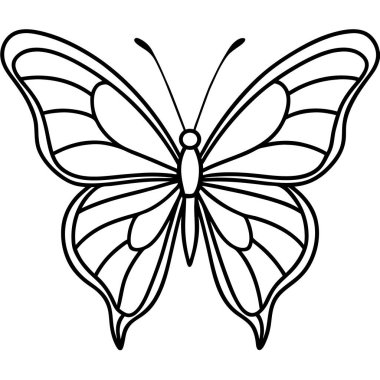 Kelebek. Siyah ve beyaz. vektör illüstrasyonu.