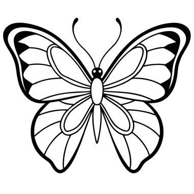 Kelebekli siyah vektör silueti. Beyaz arkaplanda kelebek simgesi.
