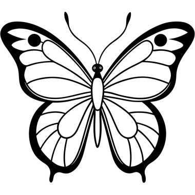 Kelebek. Siyah renk. beyaz arkaplanda izole edilmiş.