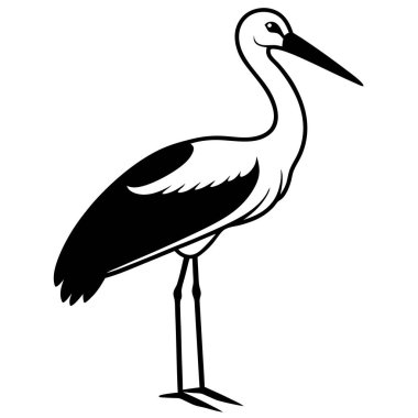 Beyaz arkaplanda leyleğin siyah silueti