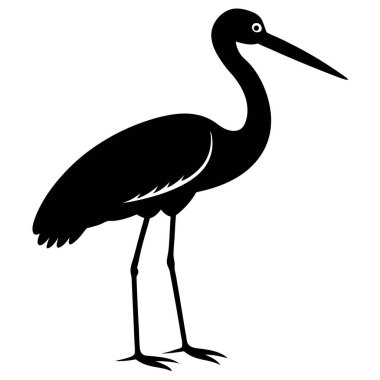 Balıkçıl kuşunun siyah silueti.