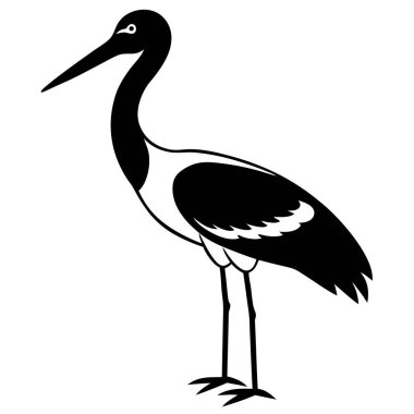 bir leyleğin siyah beyaz çizimi