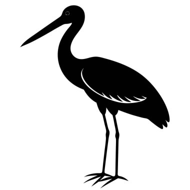 Beyaz arkaplanda siyah bir leyleğin silüeti.