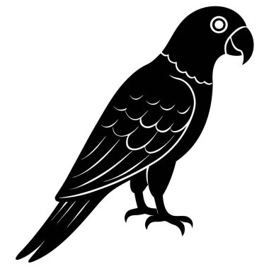 Siyah bir papağan silueti.