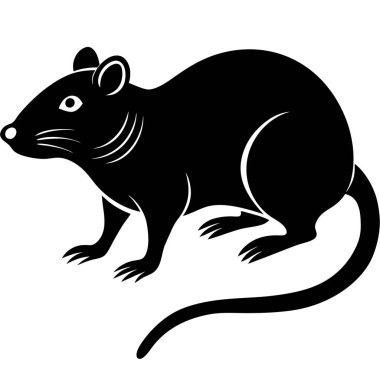 Beyaz arkaplanda fare vektör silueti.