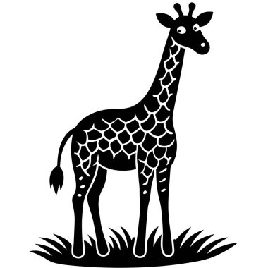 Beyaz arkaplanda bir zürafa çizgi filminin vektör çizimi