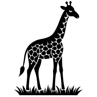 Beyaz arkaplanda bir zürafa çizgi filminin vektör çizimi