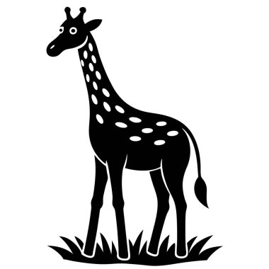 Beyaz arkaplanda bir zürafa çizgi filminin vektör çizimi