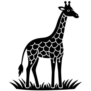 Beyaz arkaplanda bir zürafa çizgi filminin vektör çizimi