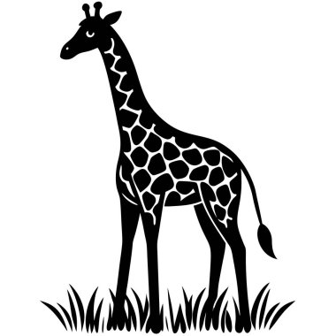 Beyaz arkaplanda bir zürafa çizgi filminin vektör çizimi
