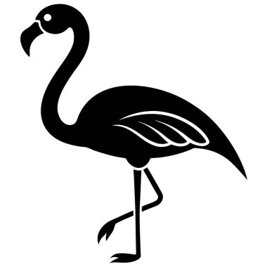 Beyaz arkaplanda bir flamingonun vektör silueti.