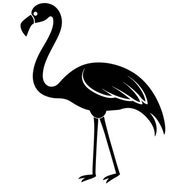 Beyaz arkaplanda bir flamingonun vektör silueti.