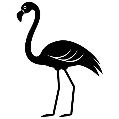 Beyaz arkaplanda bir flamingonun vektör silueti.