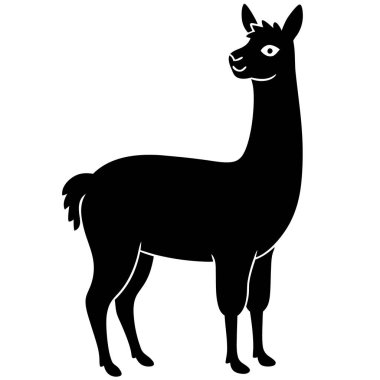 Beyaz arkaplanda bir lama vektör silueti