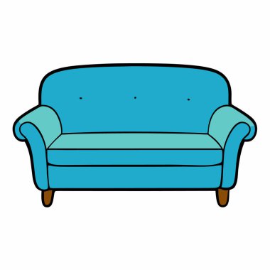 El çizimi kanepe vektör sanat tasarımı