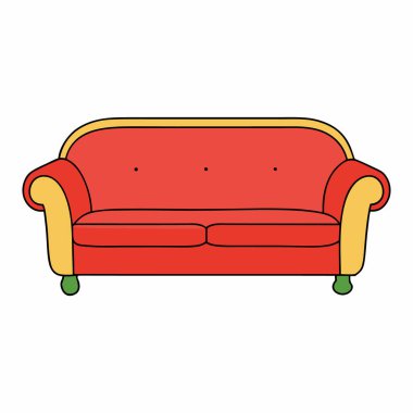 El çizimi kanepe vektör sanat tasarımı