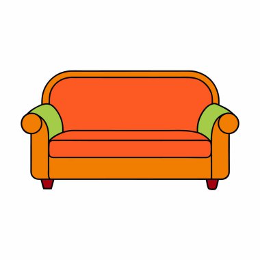 El çizimi kanepe vektör sanat tasarımı