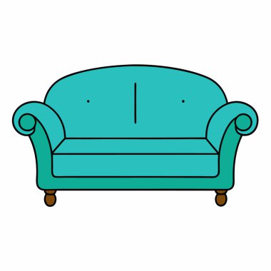 El çizimi kanepe vektör tasarımı izole