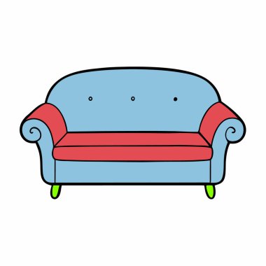 El çizimi kanepe vektör tasarımı izole