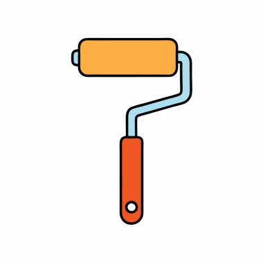 Boya silindirli fırça vektör sanat siluetleri