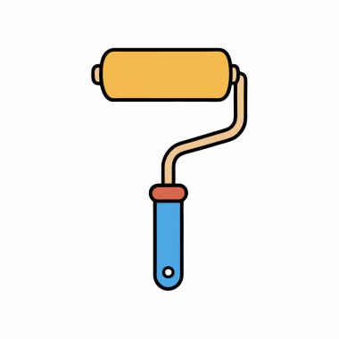 Boya silindirli fırça vektör sanat siluetleri