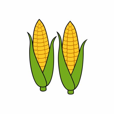 El çizimi mısır simgesi vektör silueti izole edildi