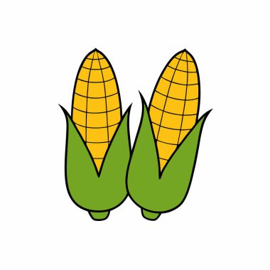 El çizimi mısır simgesi vektör silueti izole edildi